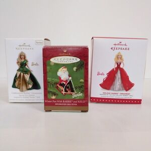 Barbie Hallmark Collectible Christmas Ornaments - Holiday Celebration Winter Fun